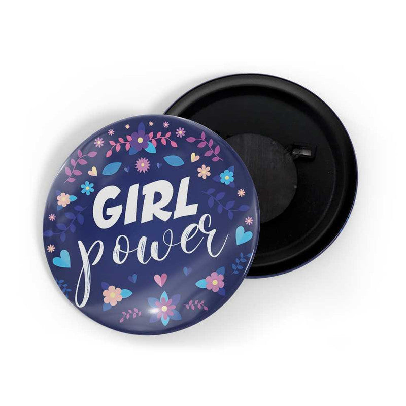 dhcrafts Blue color Round Fridge Magnet Girl Power D6 Glossy Finish Design Pack of 1 (75 mm)